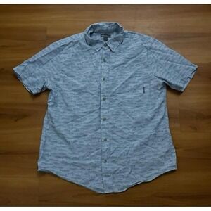 Mens Eddie Bauer Fishing All Over Print Button Down Short Sleeve‎